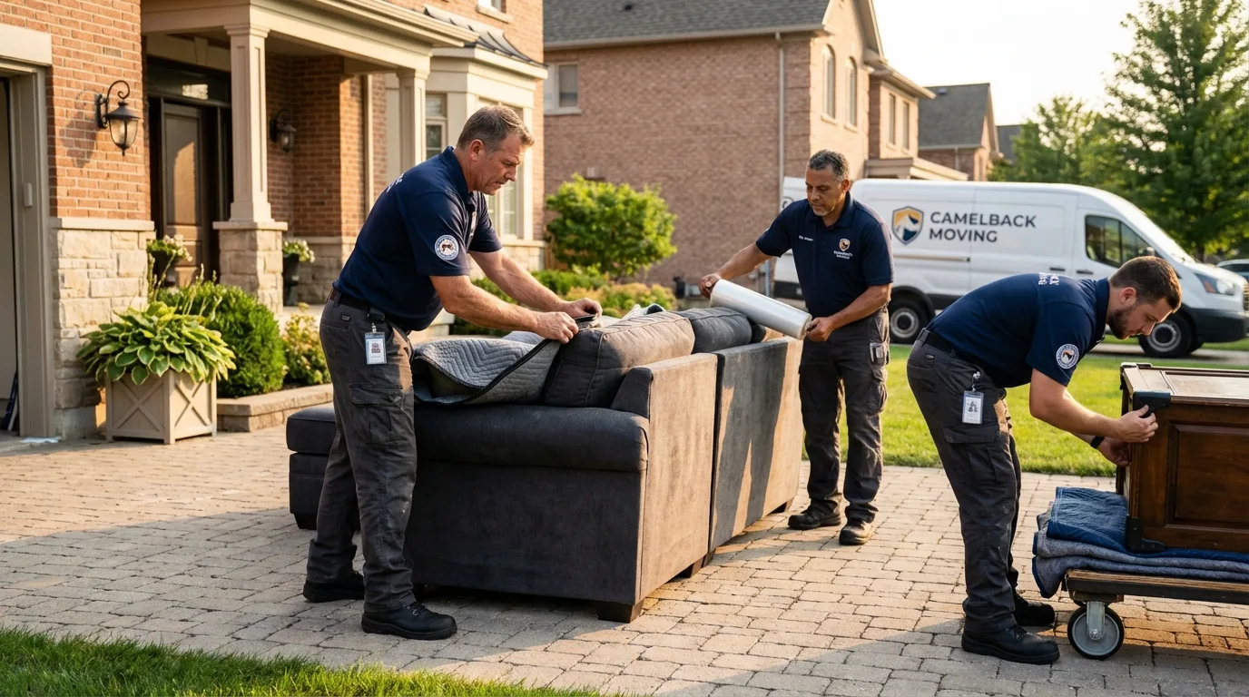 Large estate moving crew wrapping furniture in Silver Lake, KS