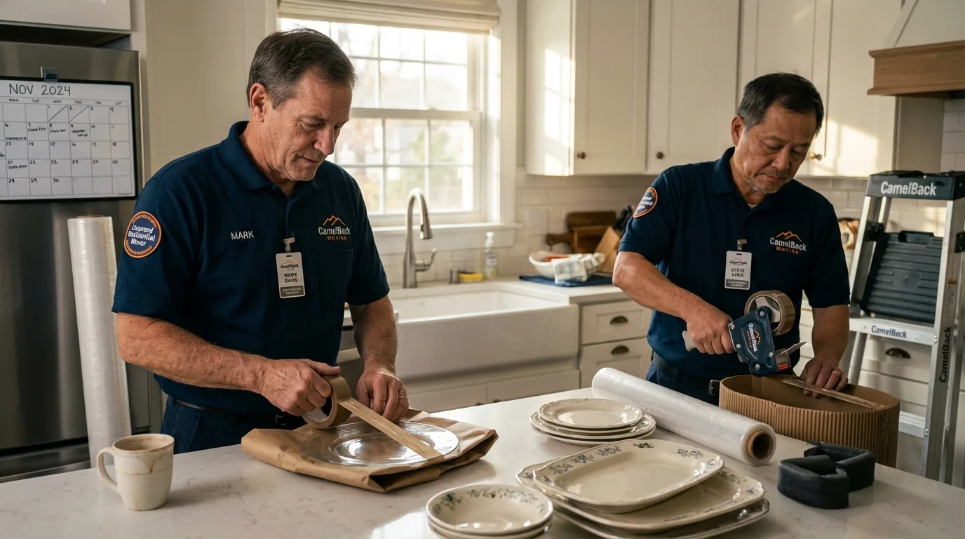 Professional crew packing kitchen dishware in Silver Lake, KS